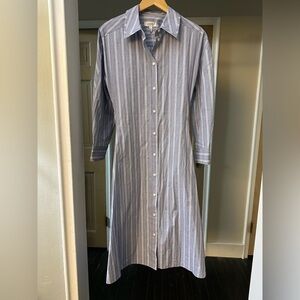 COS Blue and White Striped Long Sleeve Shirt Dress